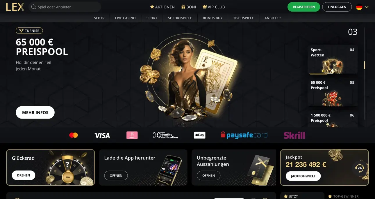 Startseite von Lex Casino